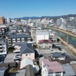 高知市中心市街地のドローン空撮写真