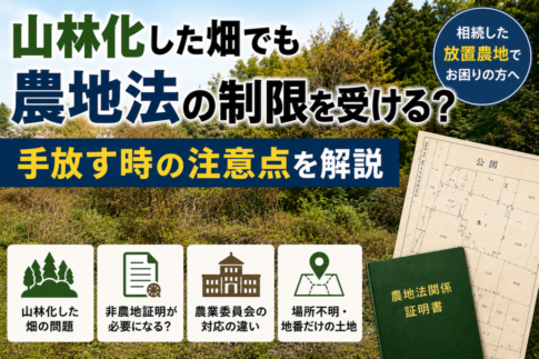 山林化した畑でも農地法の制限を受けることや非農地証明の注意点を解説した画像