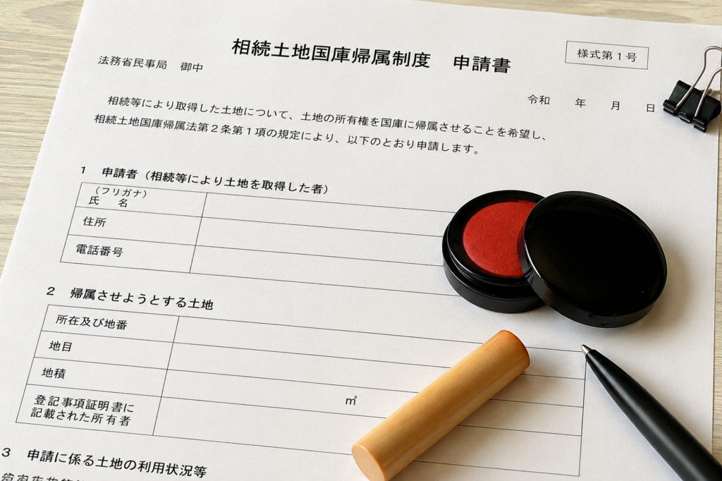 相続土地国庫帰属制度の申請書のイメージ