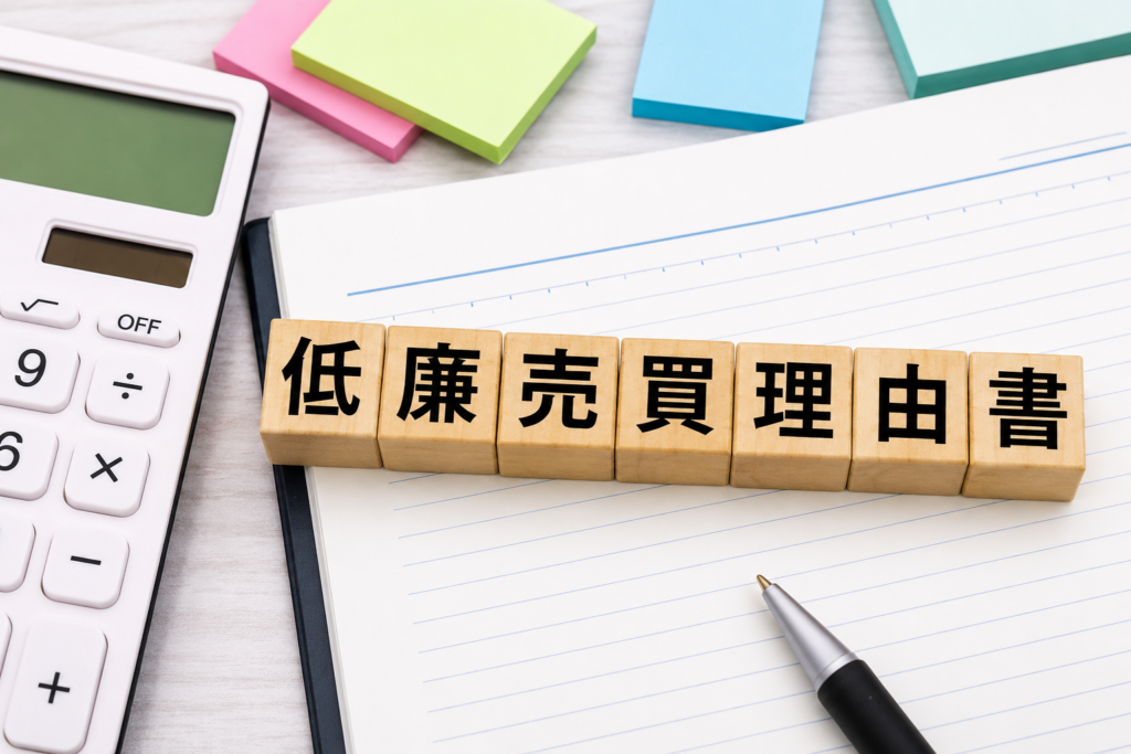 不動産の1円売買で作成する低廉売買理由書のイメージ