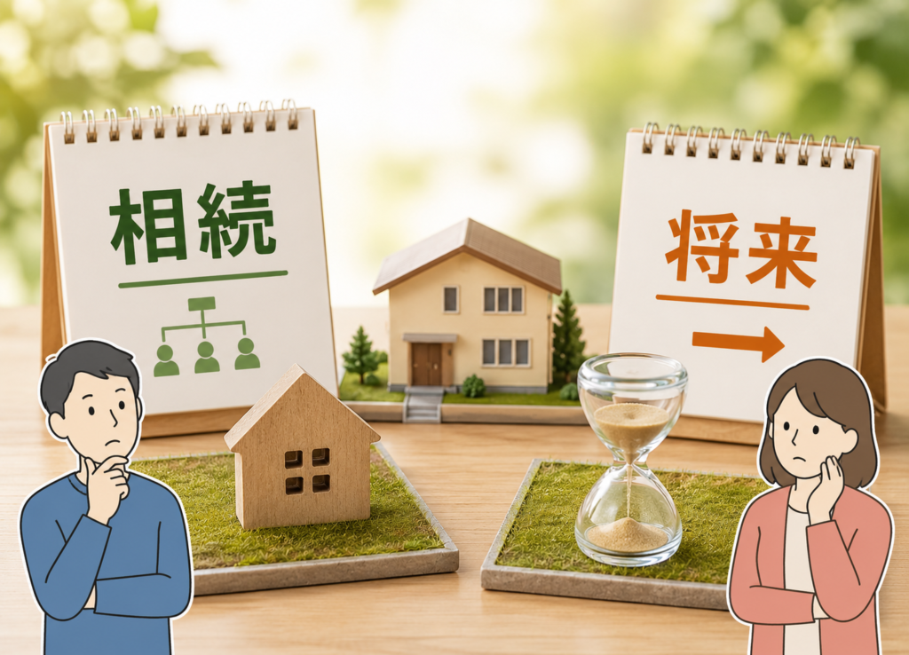 相続と将来をテーマに、不動産相続や将来の不動産整理をイメージしたアイキャッチ画像