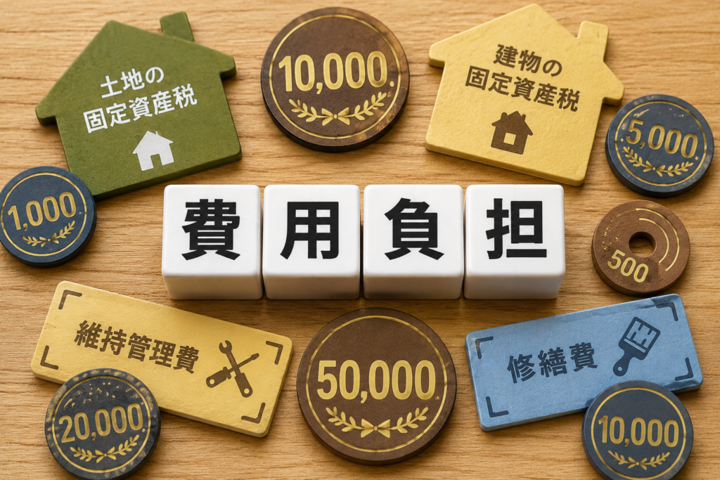 相続した不動産で発生する負担と費用を誰が払うのかをイメージした画像