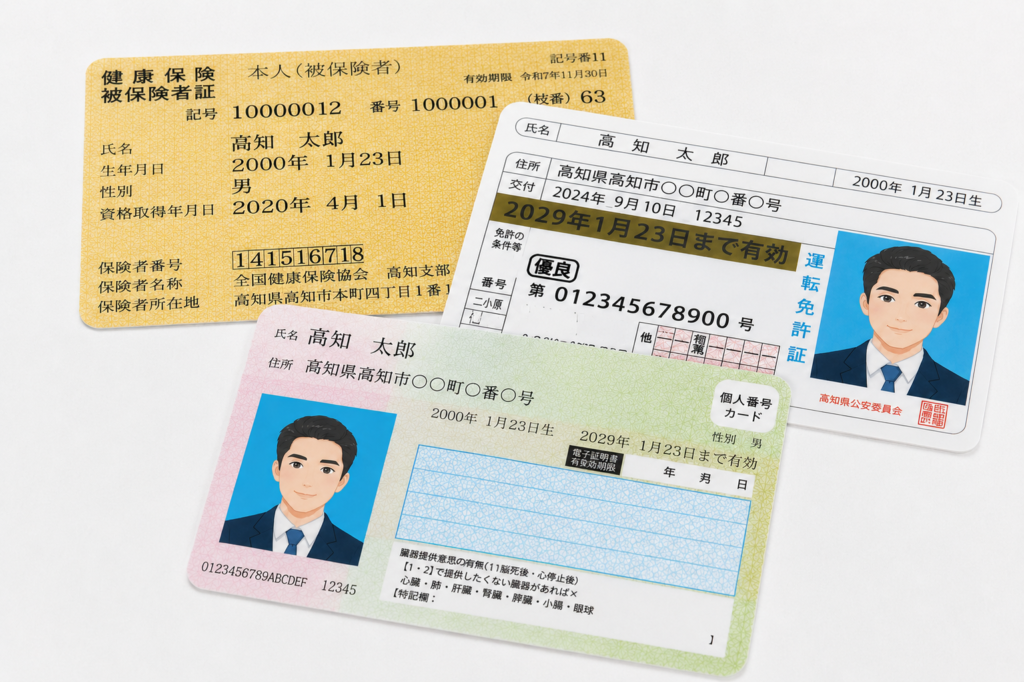 運転免許証やマイナンバーカードなどの本人確認書類